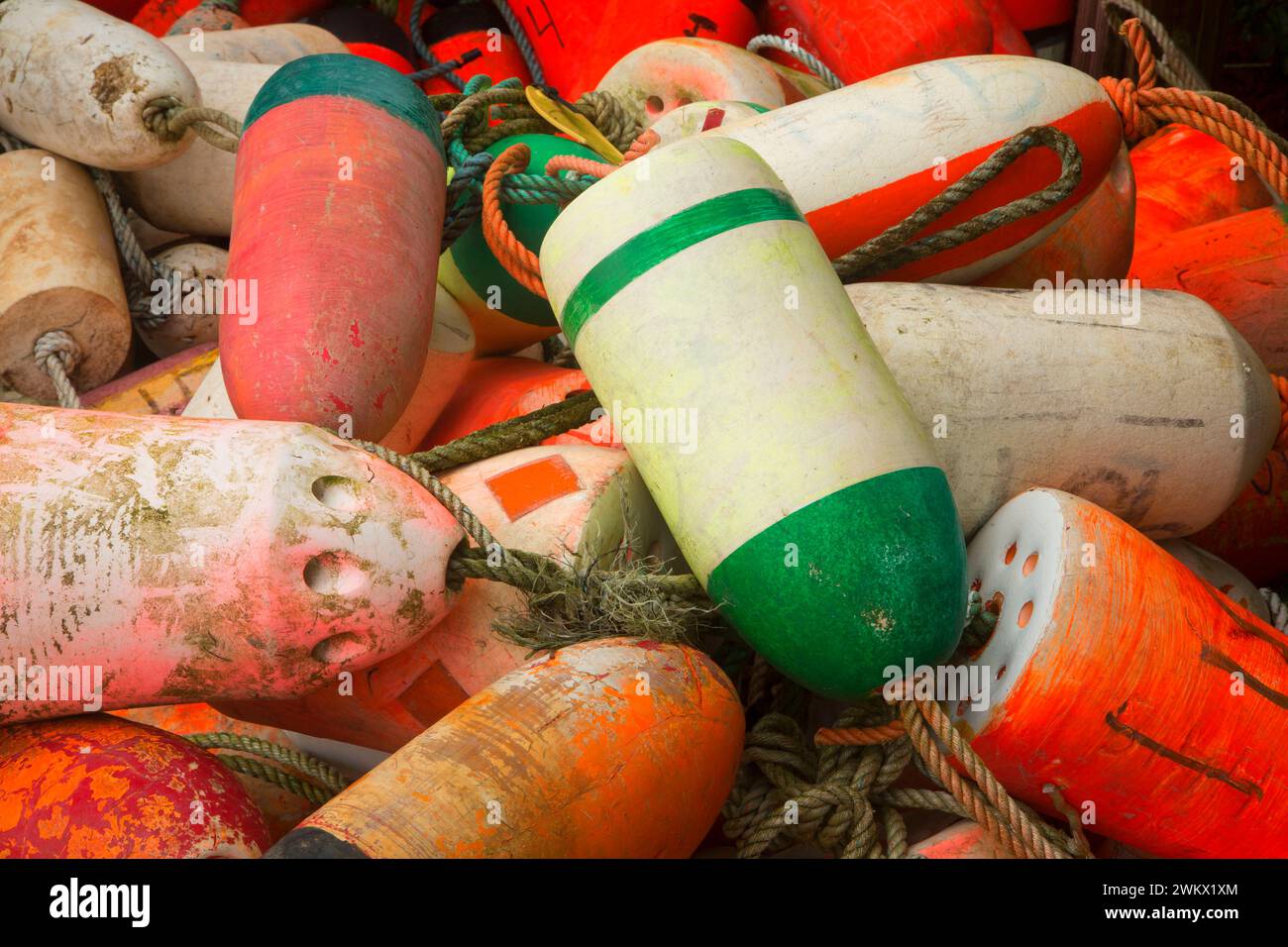 Crab pot floats, Port of Newport, Newport, Oregon Stock Photo Alamy