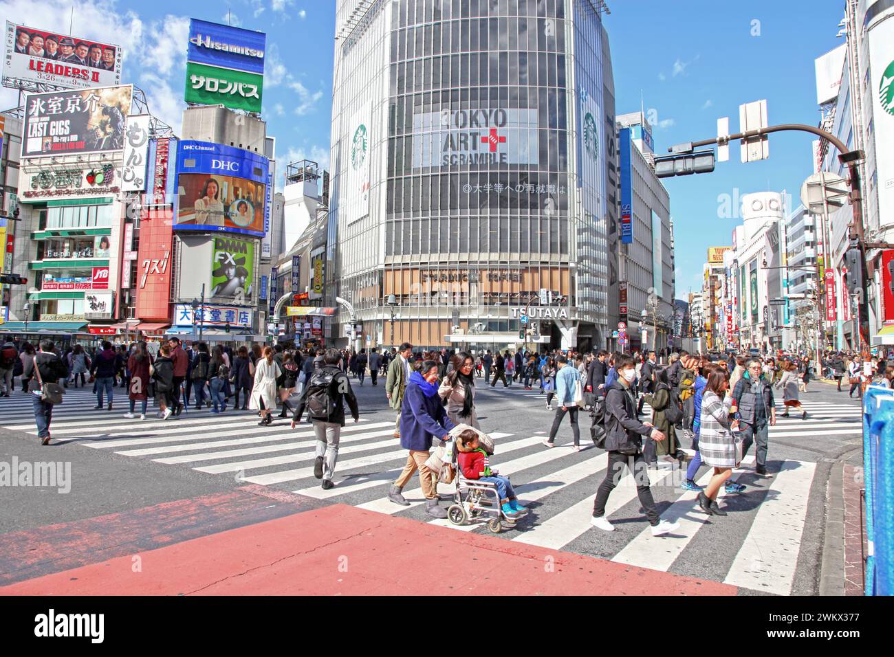 The Shibuya Intersection or Shibuya Crossing in Tokyo, Japan. Stock Photo