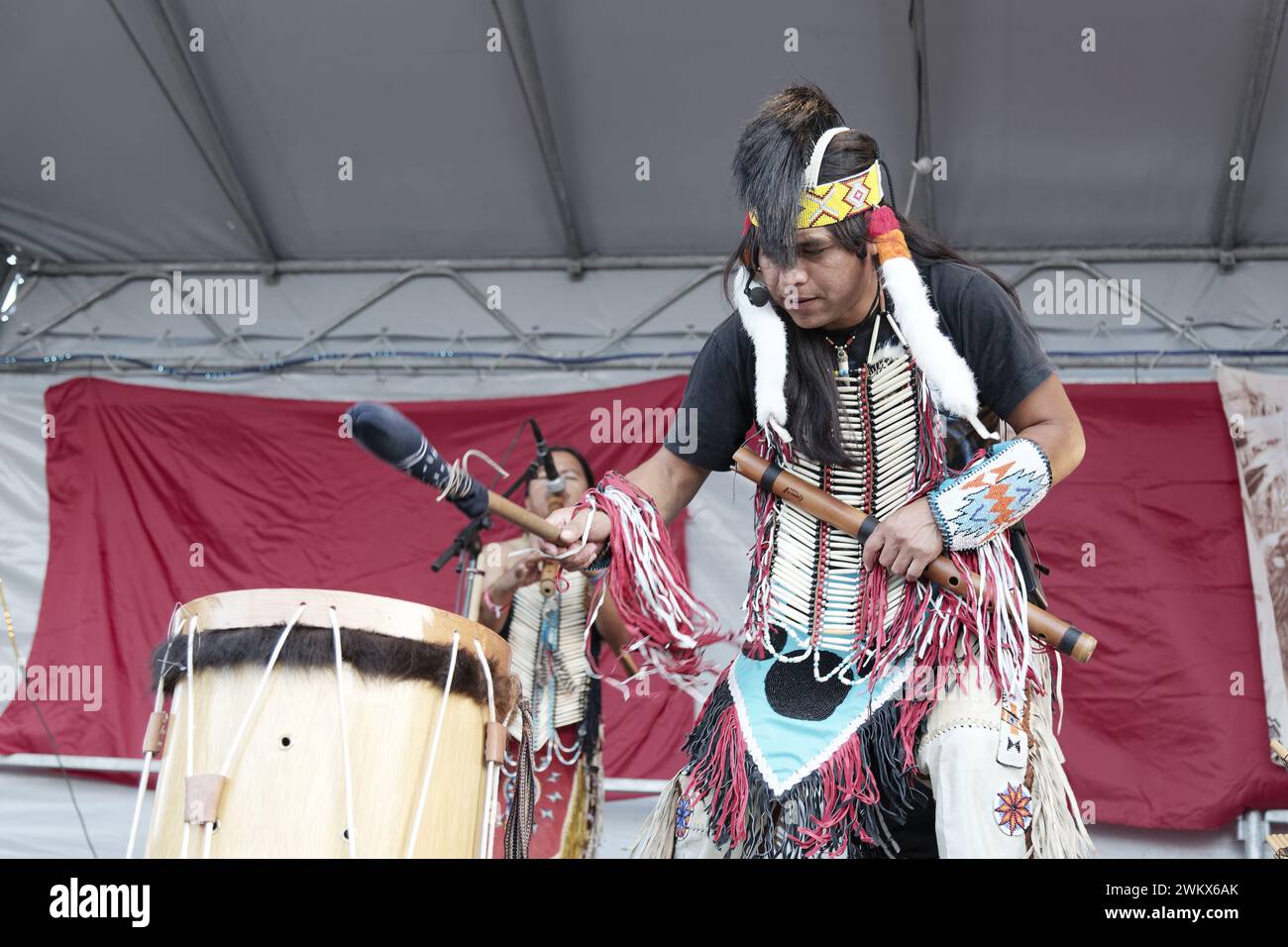 La Courneuve, France. 13th Sept, 2014. Peruvians perform on stage at