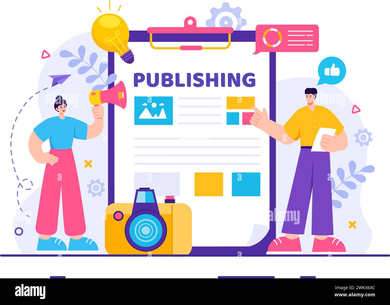 Digital Publishing Content Blog Marketing Writing Vector Illustration for Social Media or ...