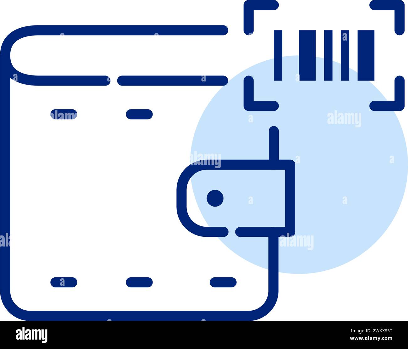 Wallet and barcode. Pixel perfect, editable stroke Stock Vector