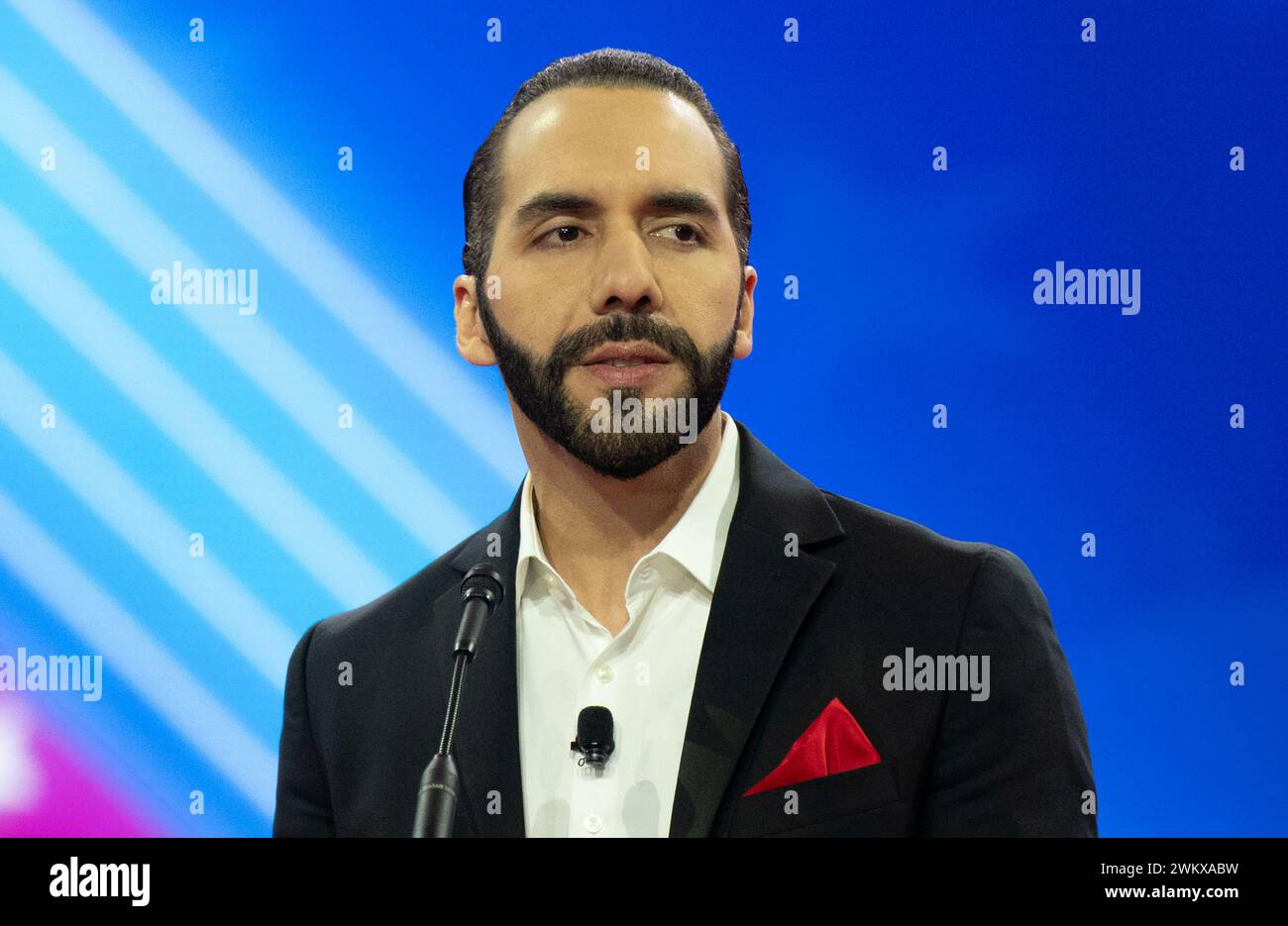 National Harbor, Maryland, USA. 22nd Feb, 2025. President Nayib Bukele