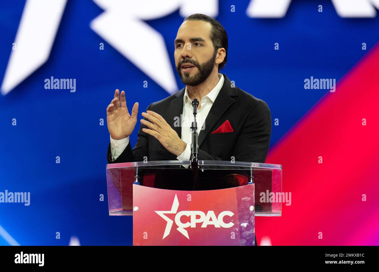 President Nayib Bukele, of El Salvador, makes remarks at the 2024