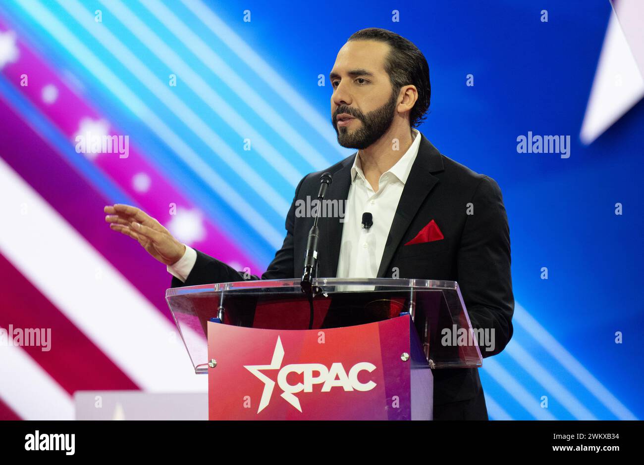 President Nayib Bukele, of El Salvador, makes remarks at the 2024