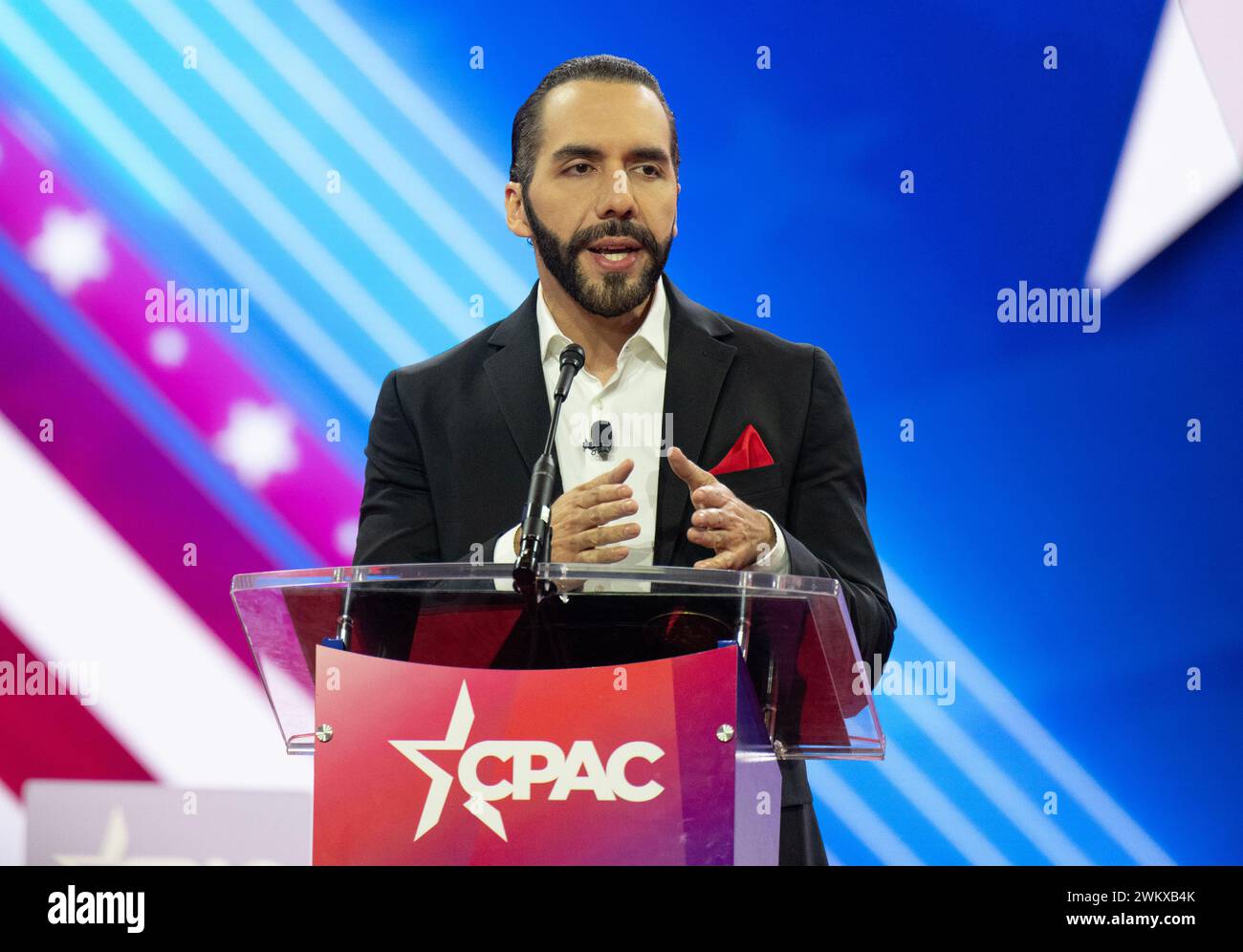 President Nayib Bukele, of El Salvador, makes remarks at the 2024