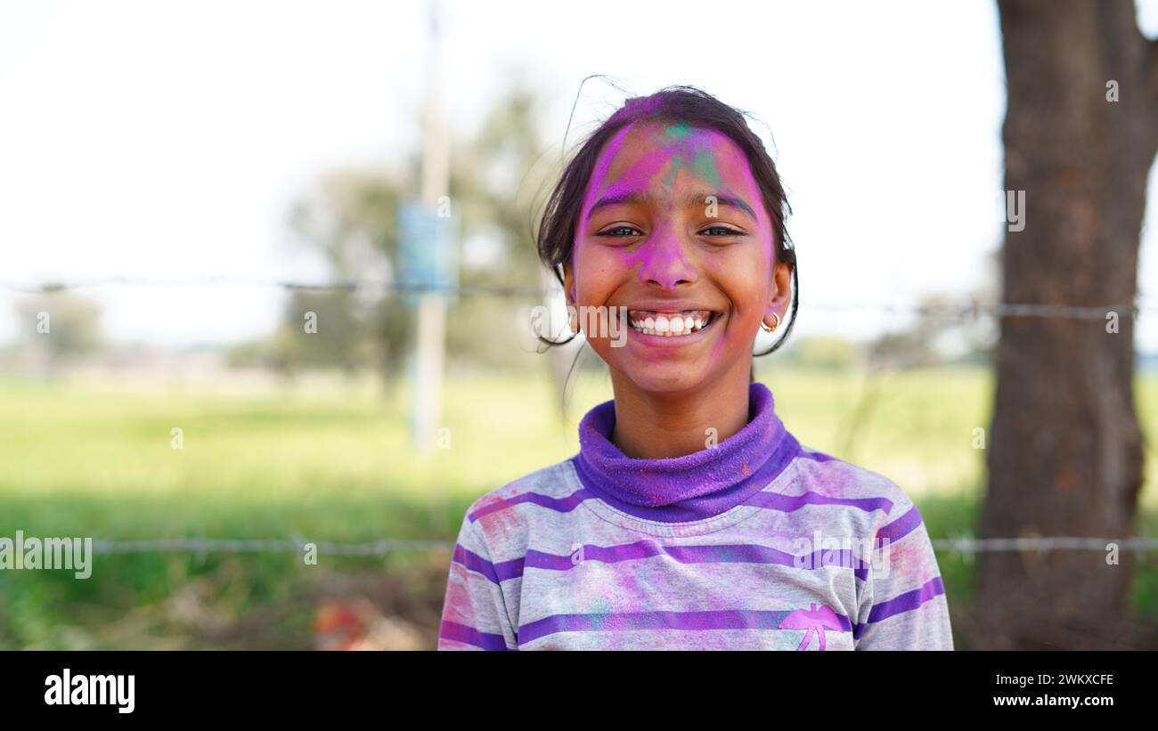Indian Child Color Hand Happy Cute Smiling little Indian kids showing their colourful hands or ...