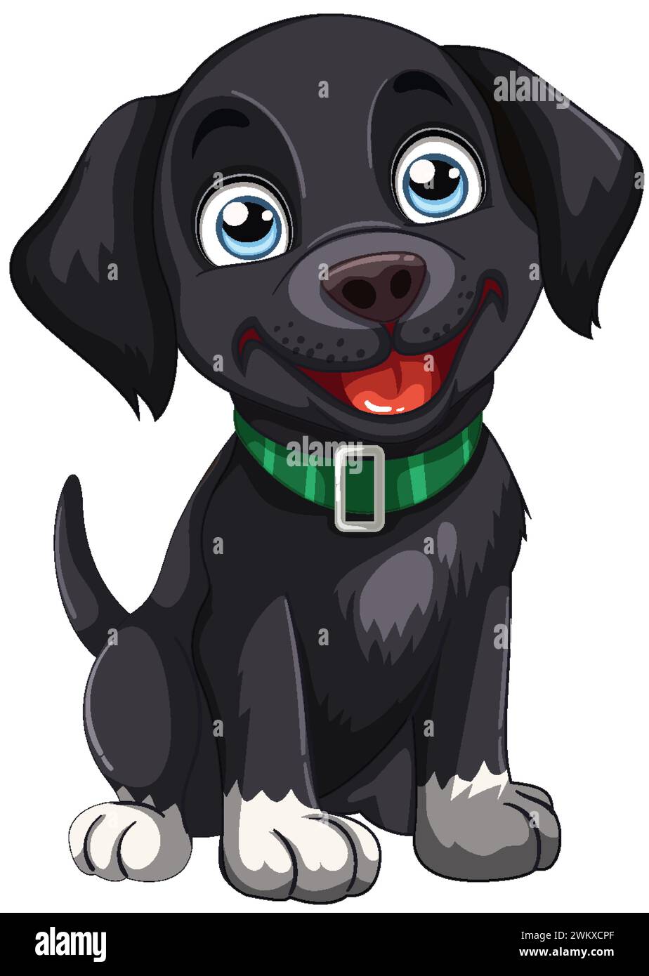 Cute black puppy smiling with bright eyes Stock Vector