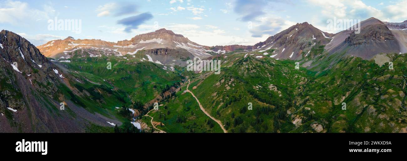 Mountains and Valley, Yankee Boy Basin, Uncompahre National Forest, Ouray, Colorado, USA Stock Photo