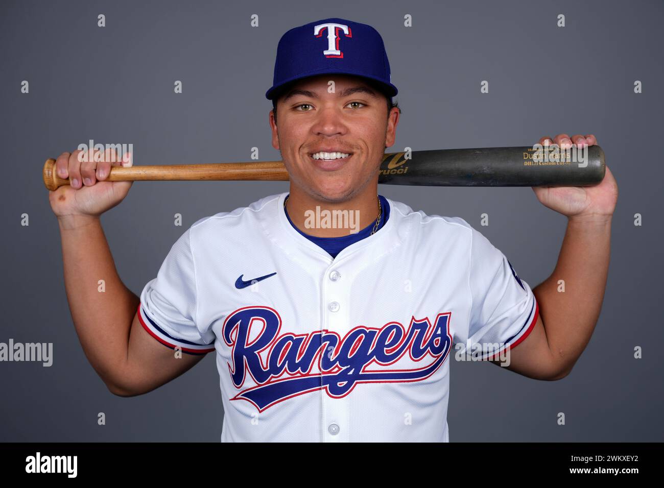This is a 2024 photo of Dustin Harris of the Texas Rangers baseball ...