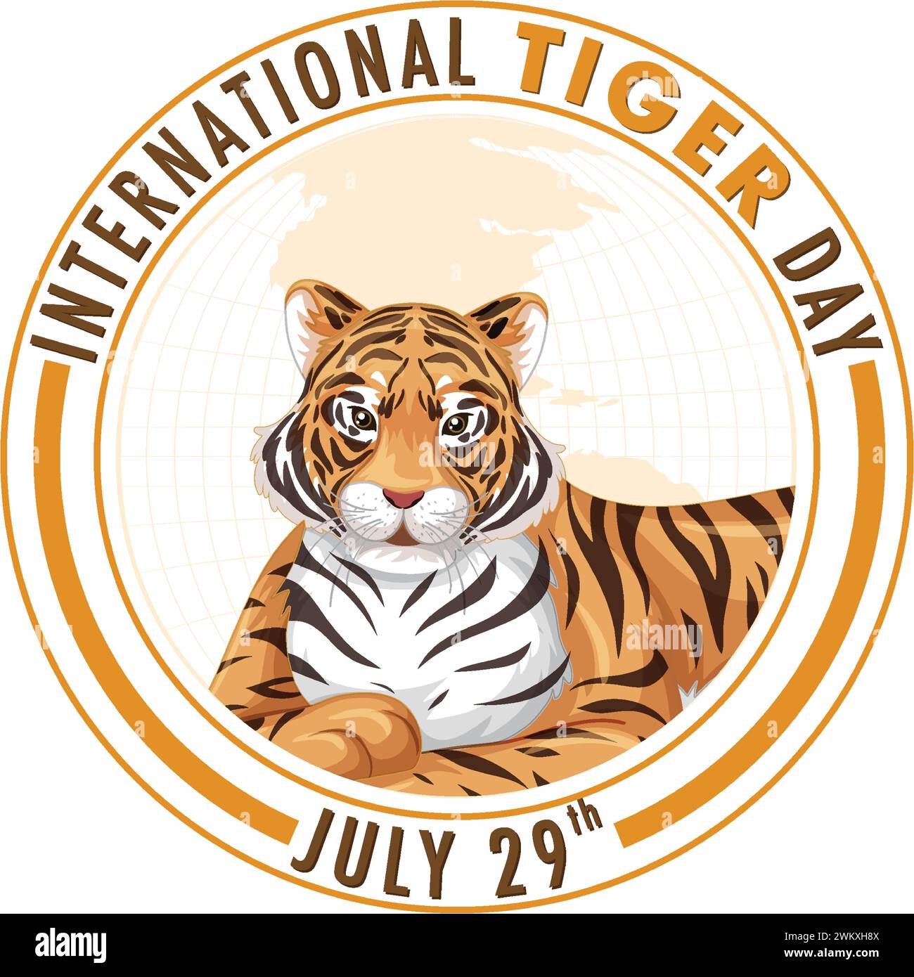 Vector badge commemorating International Tiger Day, July 29th Stock