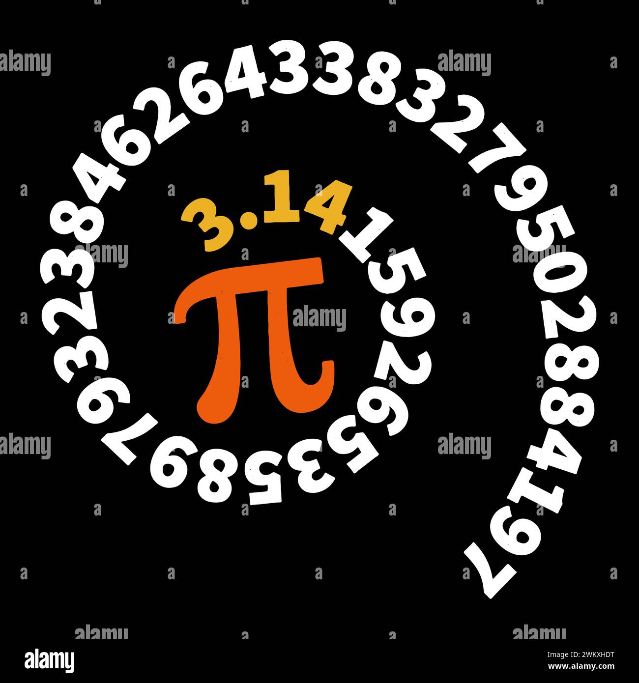 Pi spiral with 3 14 digits vector mathematics concept illustration