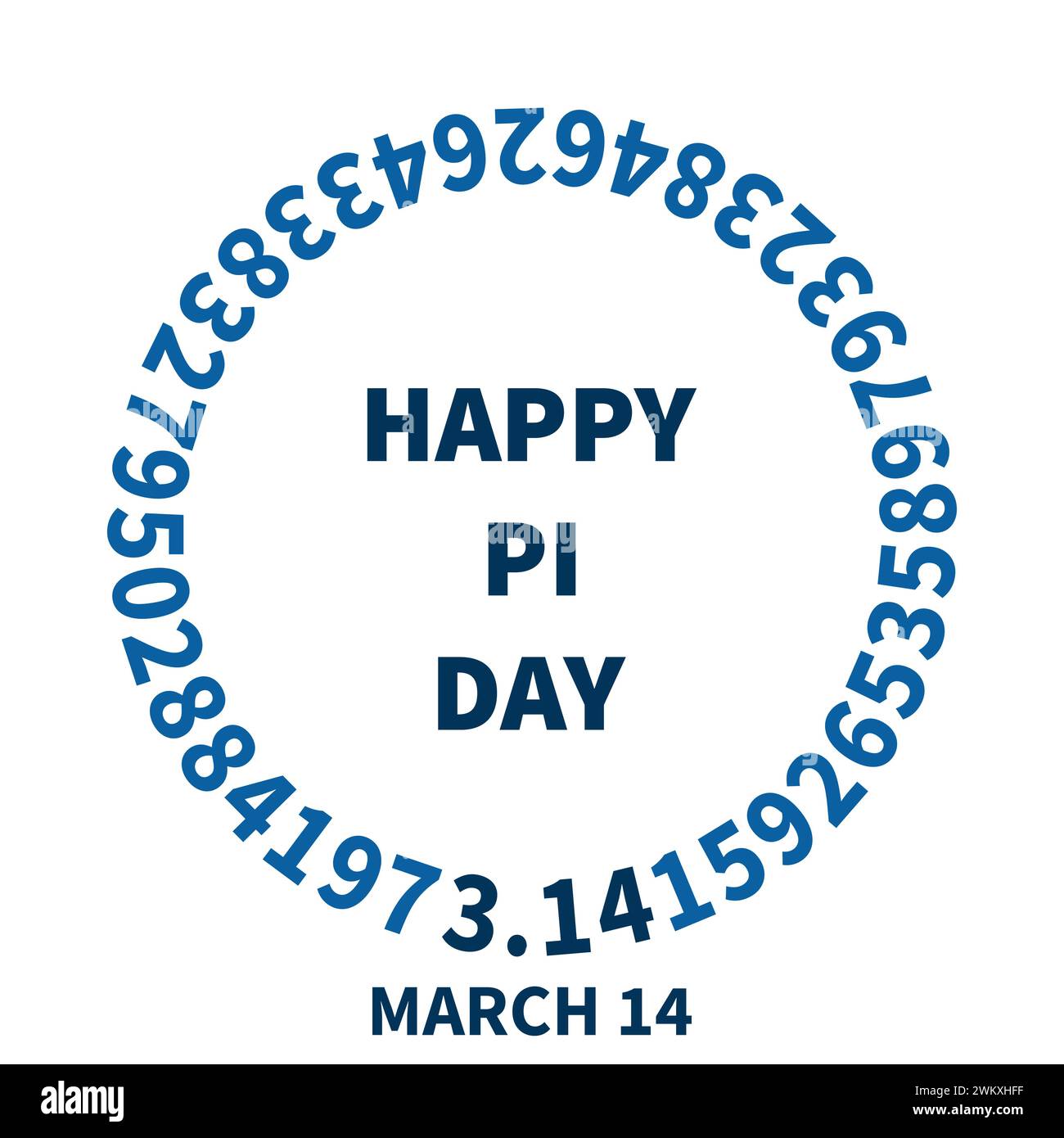 Happy PI Day March 14 round background. Pi Numbers circle shaped