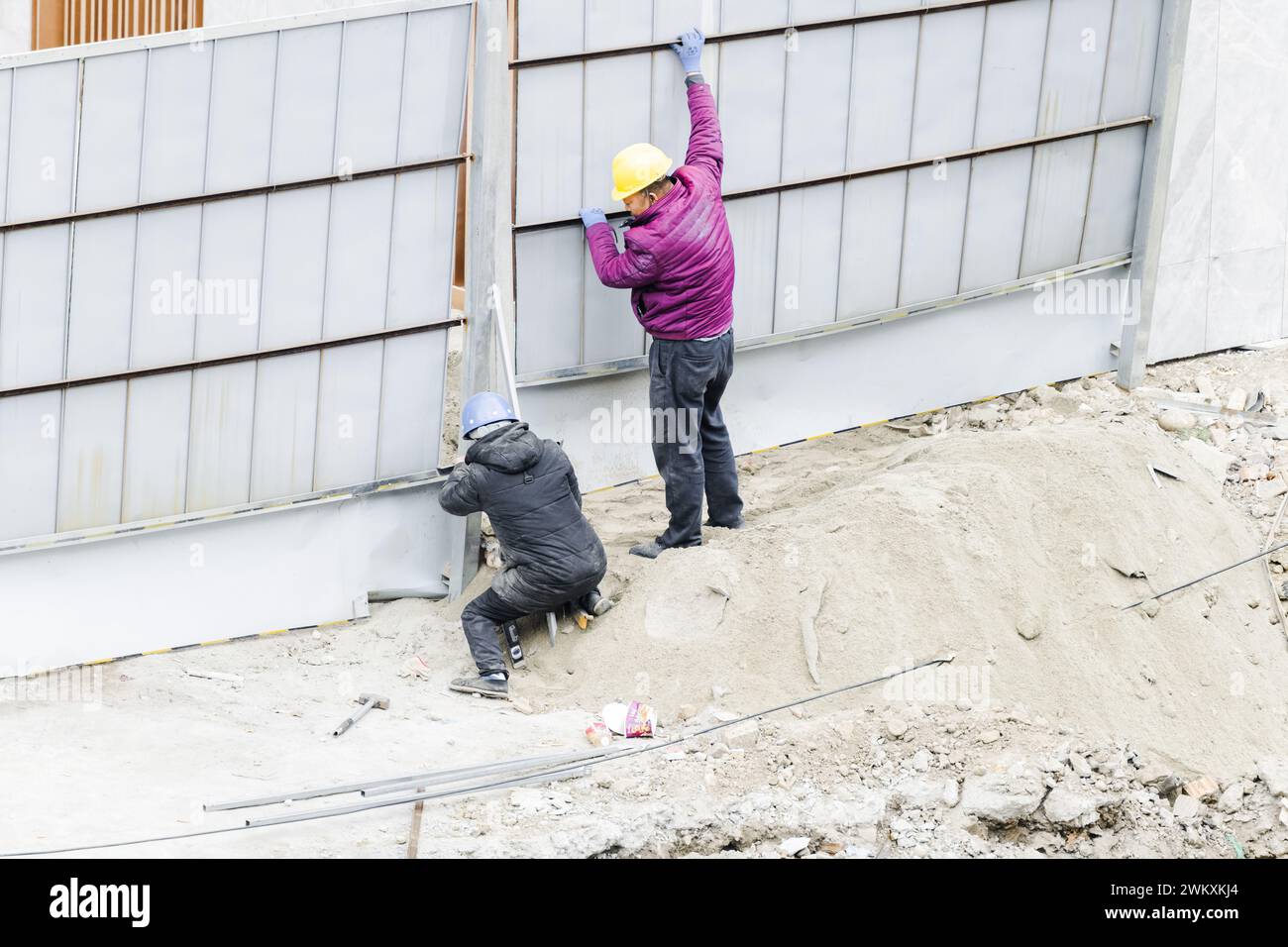 workers working at construction site Stock Photo