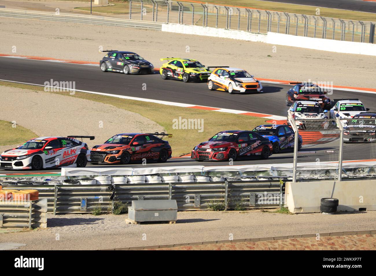 A GT3 category competition cars running on the Ricardo Tormo circuit in Cheste, Valencia, Spain Stock Photo
