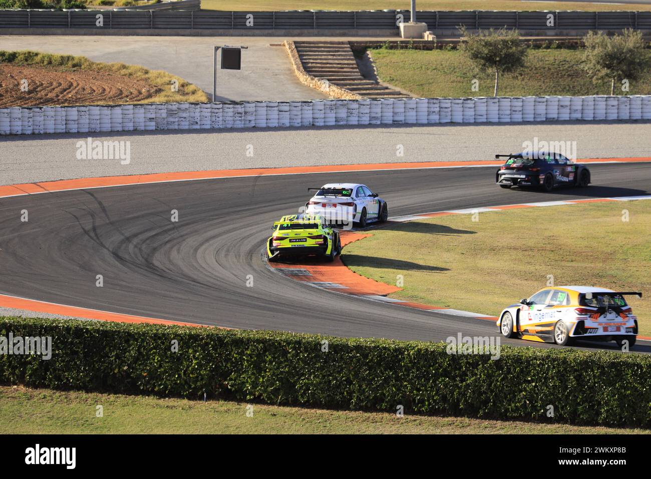 A GT3 category competition cars running on the Ricardo Tormo circuit in Cheste, Valencia, Spain Stock Photo