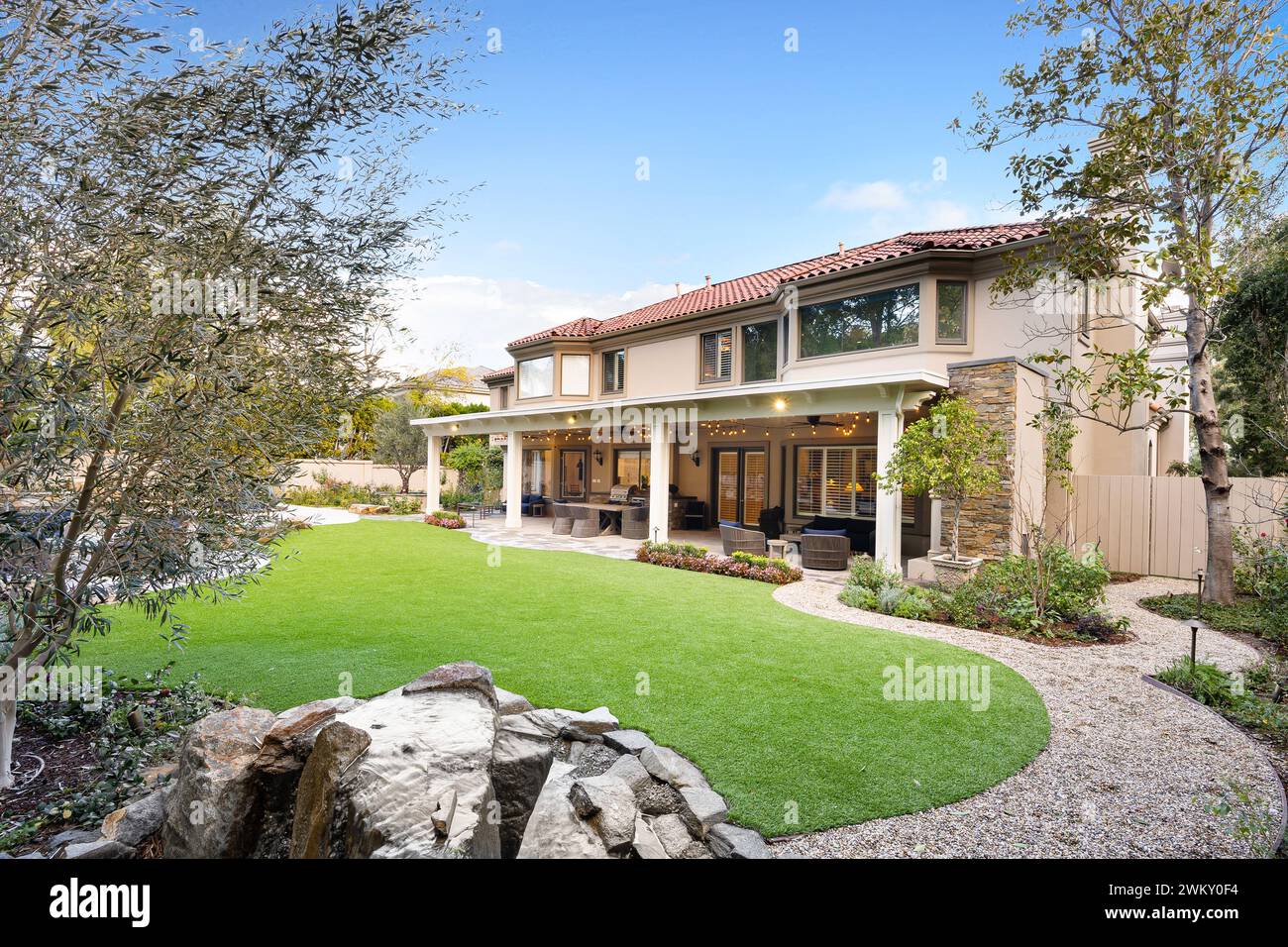 An exterior shot of a luxury home in Calabasas, California Stock Photo
