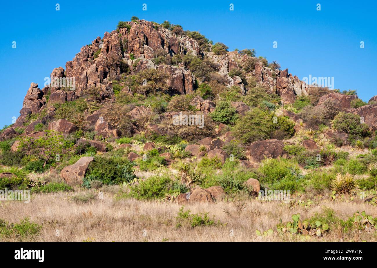The Rugged Landscape of Fort Davis National Historic Site, Historic United States Army fort in Texas, USA Stock Photo