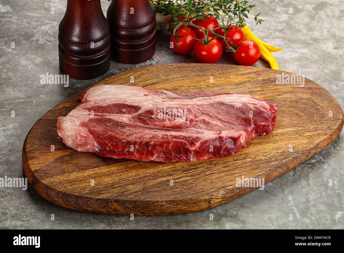 Raw beef chuck roll steak for grill Stock Photo Alamy