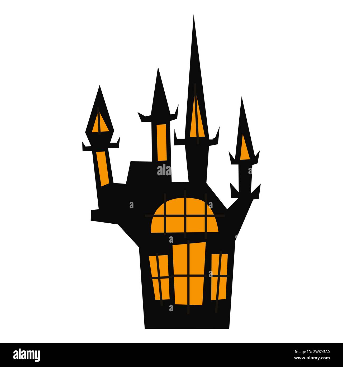 Art illustration background seamless design concept colorful icon symbol logo of castle halloween Stock Vector