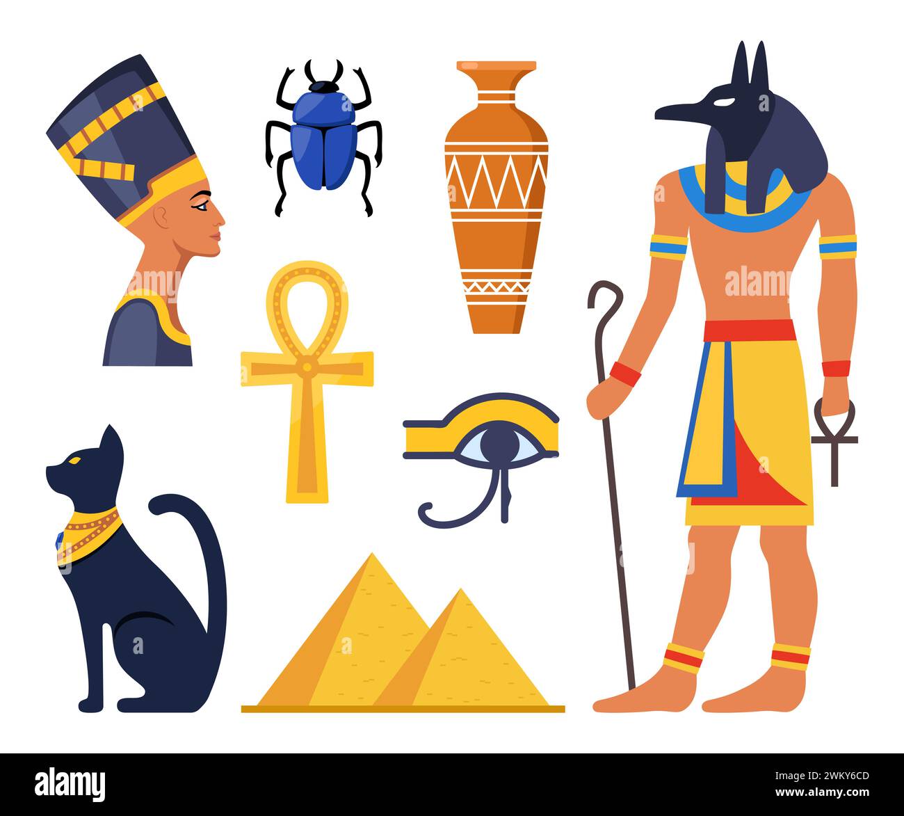 Ancient Egypt collection. Gods, deities and mythological creatures from