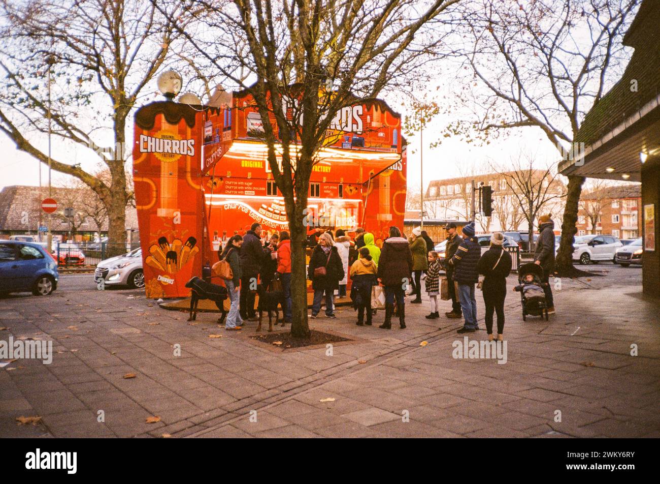 Churros market stall, Winchester, Hampshire, England, United Kingdom Stock Photo