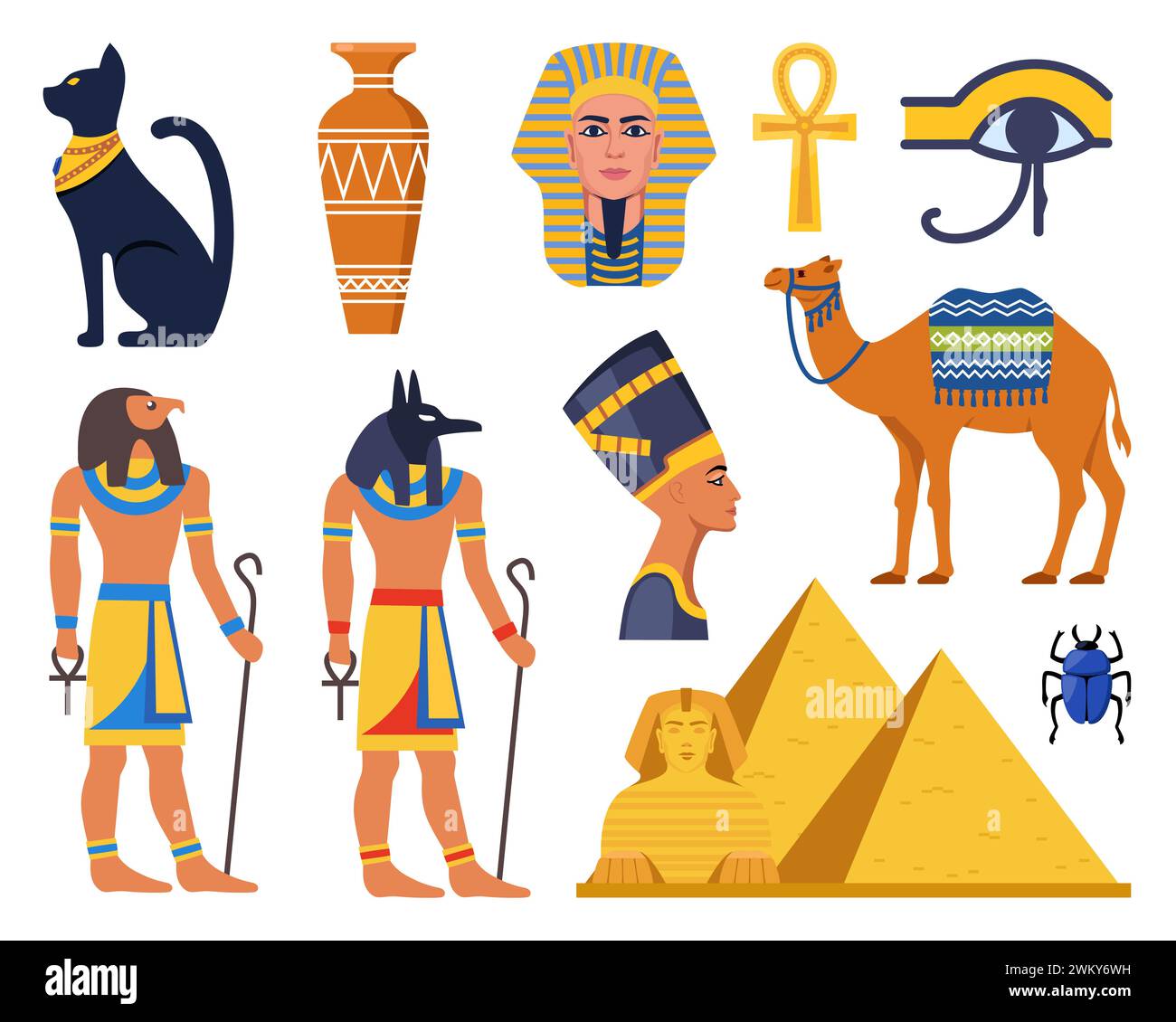 Ancient egypt collection gods deities and mythological creatures from