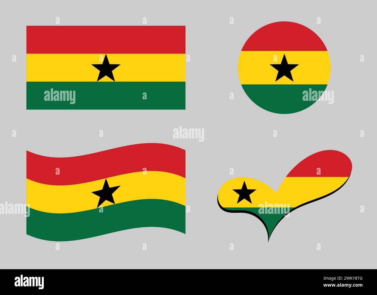 Ghanaian flag ghana flag in heart shape ghana flag in circle shape