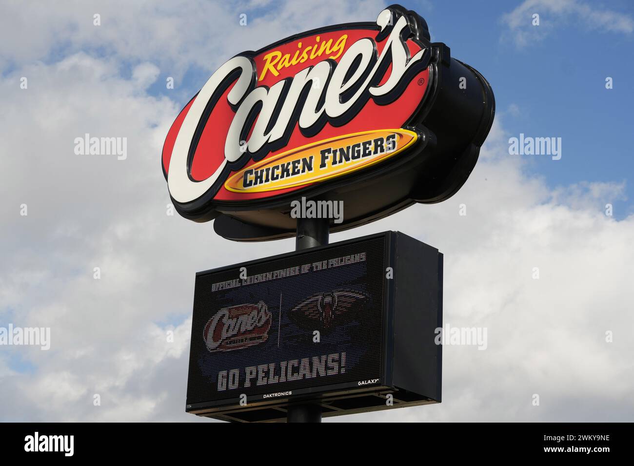 Metairie, United States. 22nd Feb, 2024. A "Go Pelicans" message on a