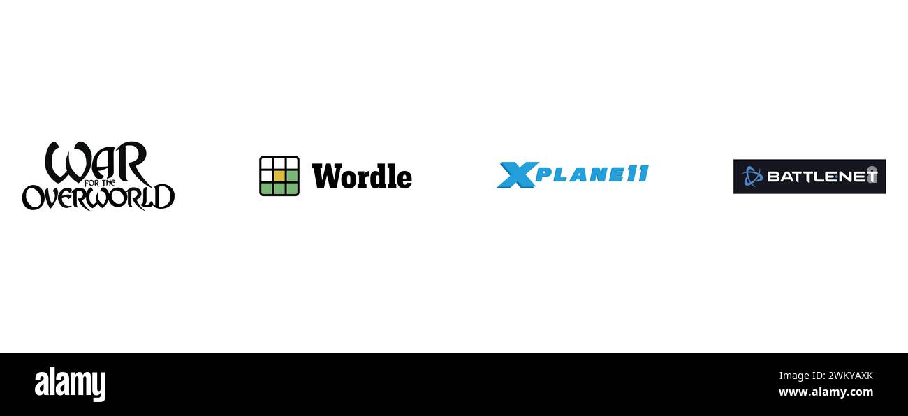 Wordle, War for the Overworld, Battle net, X Plane. Collection of top