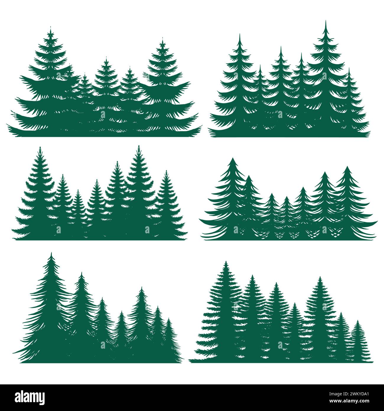 Pine tree silhouette element set collection Stock Vector Image & Art ...