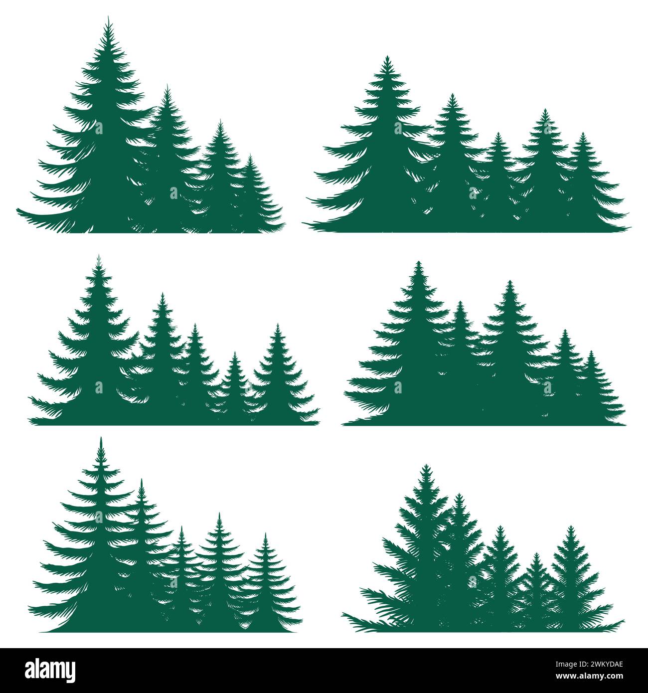 Pine tree silhouette element set collection Stock Vector Image & Art ...