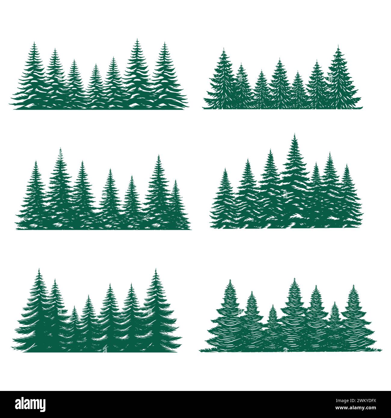 Pine tree silhouette element set collection Stock Vector Image & Art ...