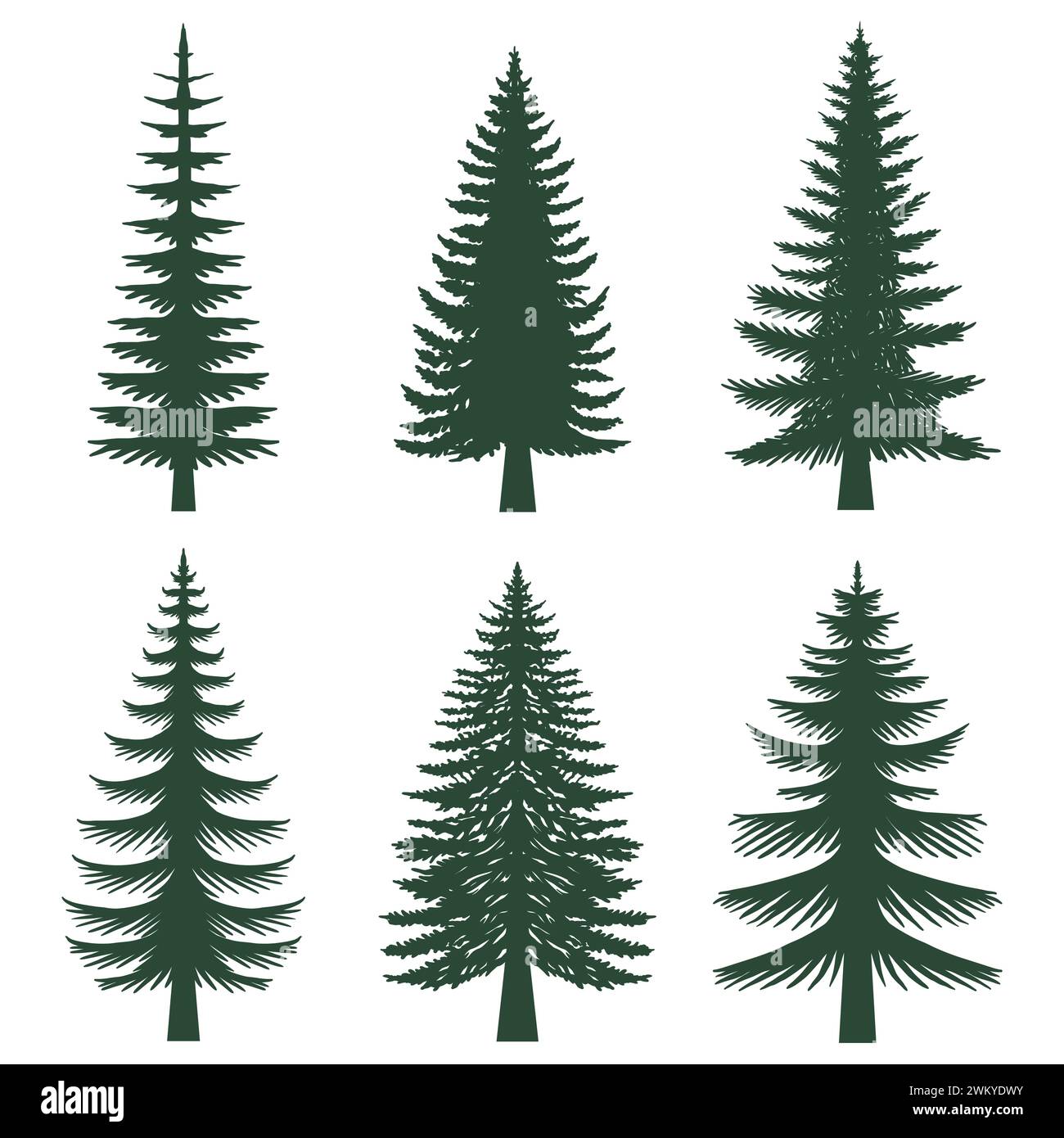 Pine tree silhouette set collection Stock Vector Image & Art - Alamy