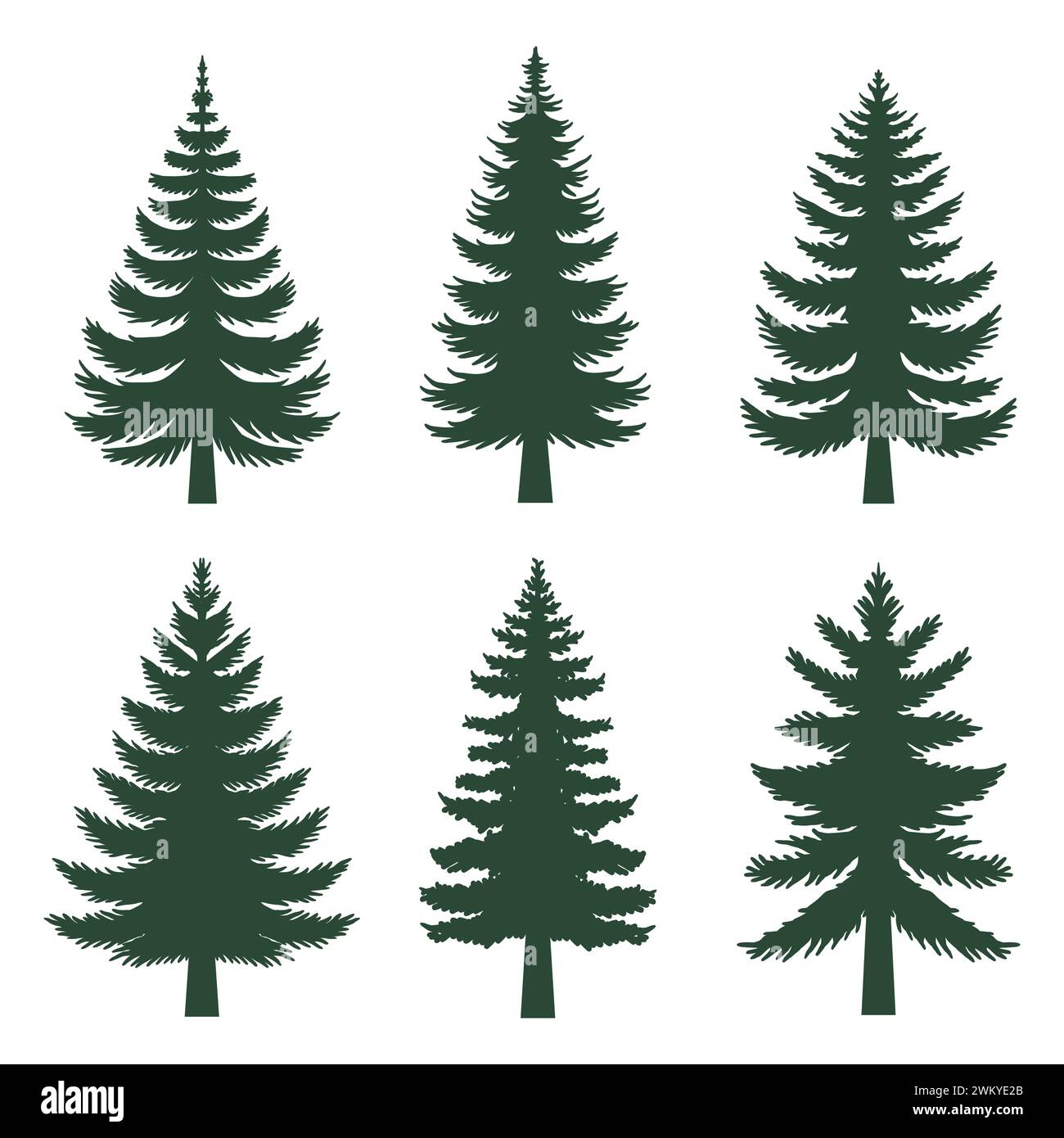 Pine tree silhouette set collection Stock Vector Image & Art - Alamy