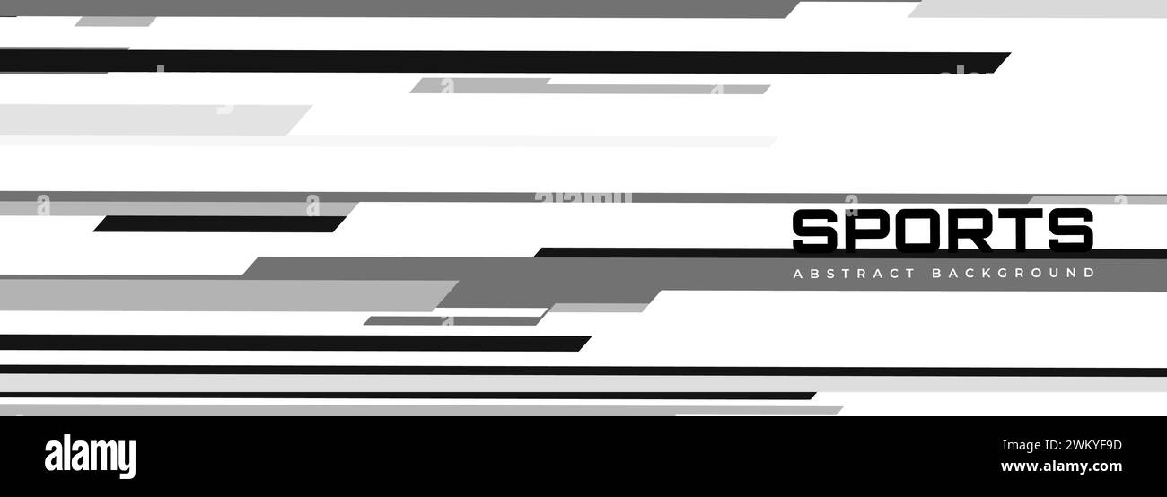 White modern sports banner design with horizontal black and gray lines ...