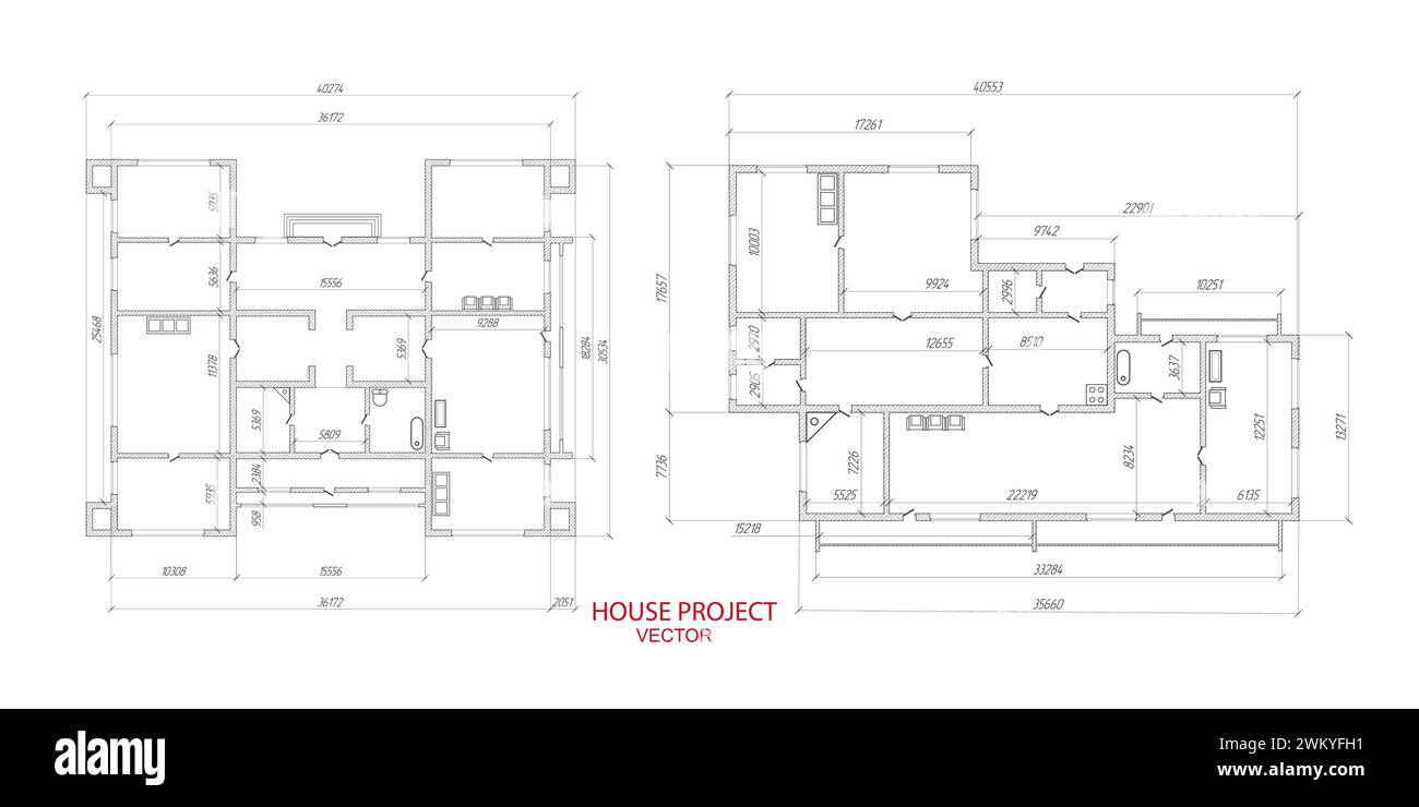 Architectural plan,technical project .House plan project .Engineering design .Industrial construction of houses .Vector , illustration. Stock Vector