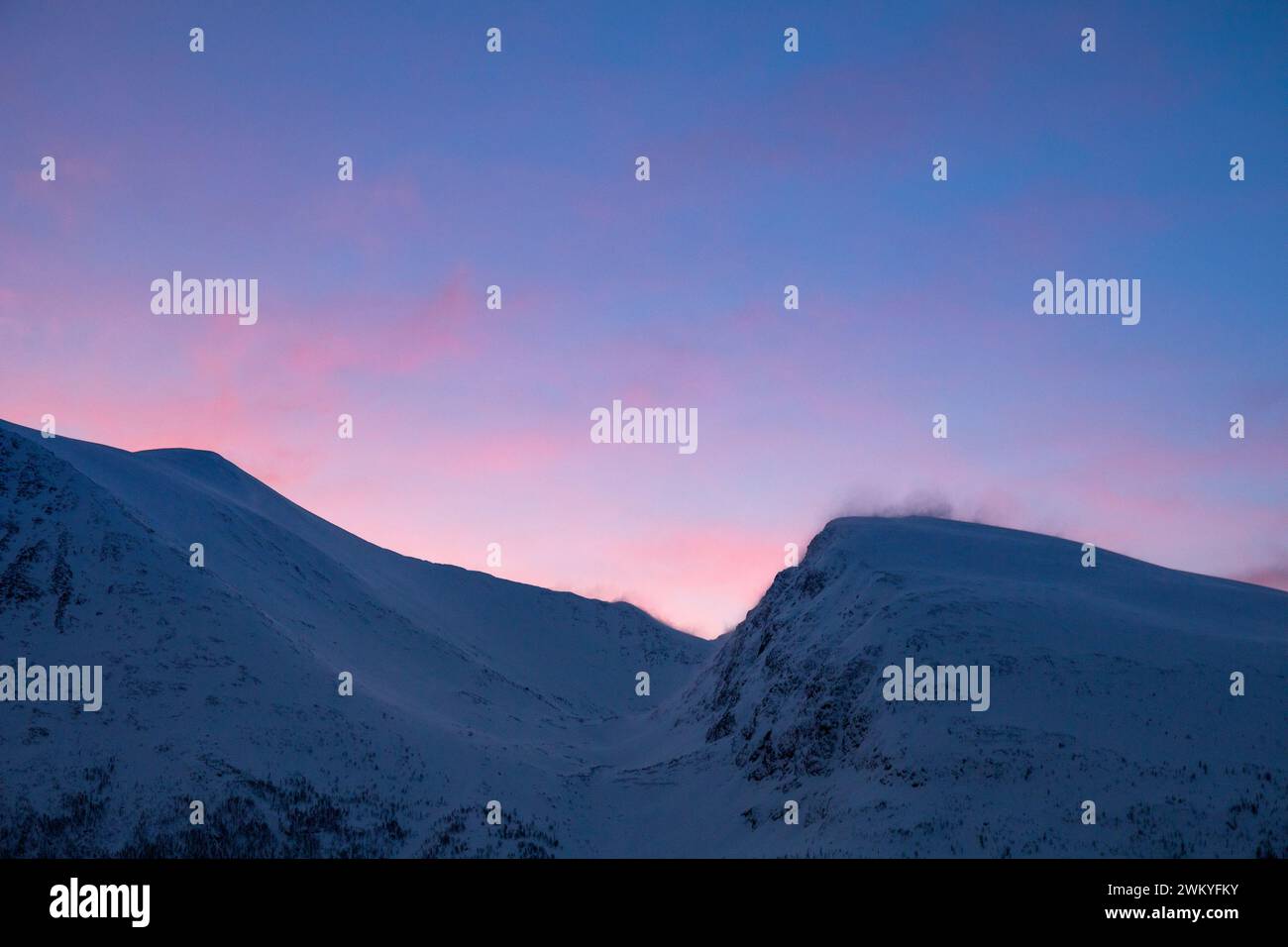 Europe, Norway, Tromso, Troms County, The Lyngen Alps at Dawn (Detail) Stock Photo