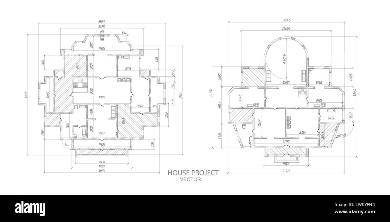 Architectural plan,technical project .House plan project .Engineering design .Industrial construction of houses .Vector , illustration. Stock Vector