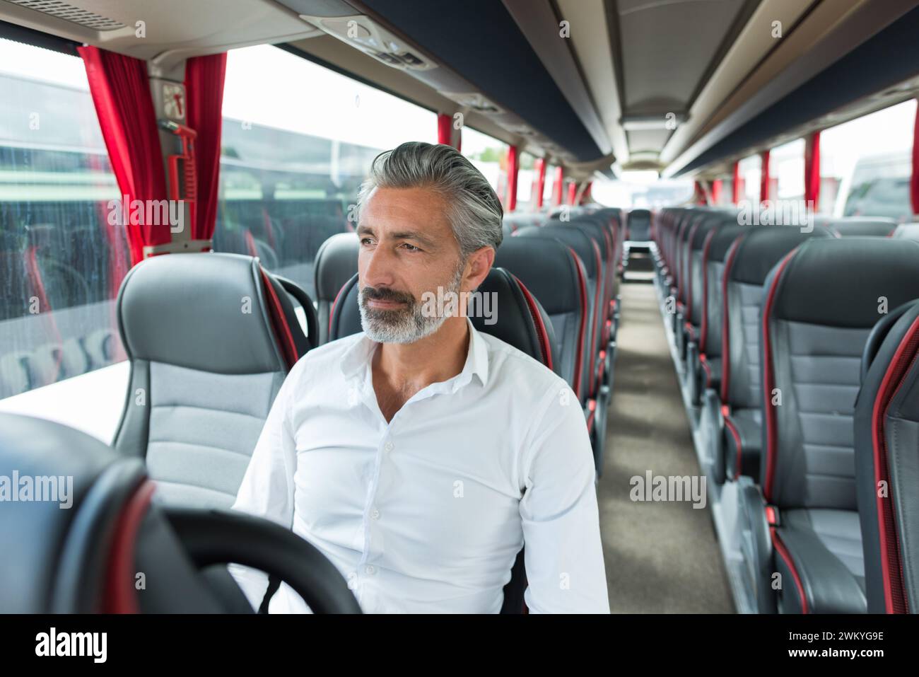 a portrait of a passenger in the coach Stock Photo