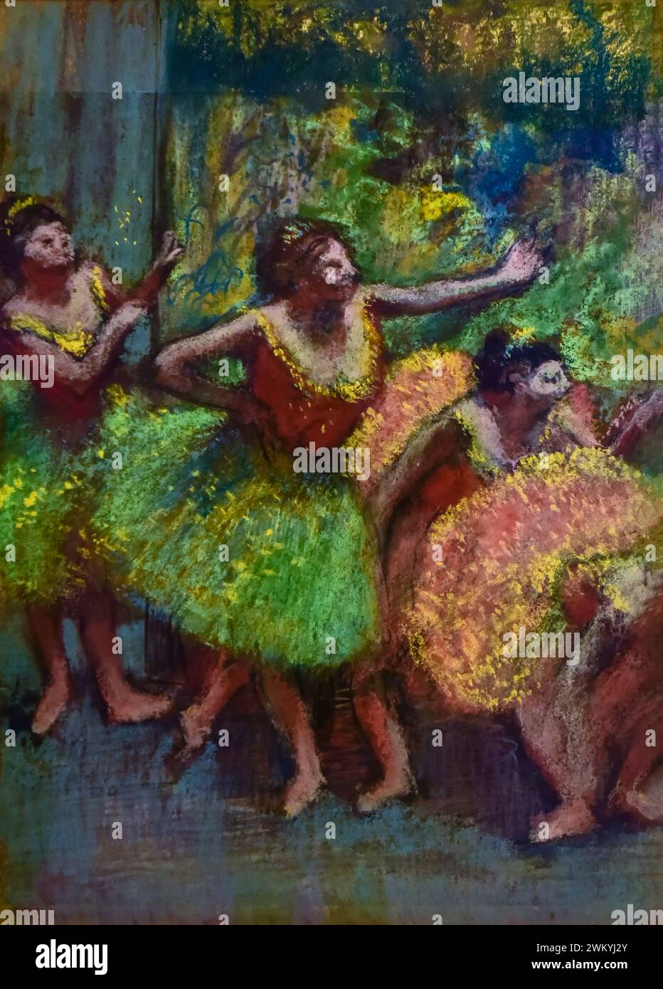 Edgar Degas, Dancers in Green and Yellow. Pastel and Charcoal on three pieces of tracing paper, mounted to a paper board. Solomon R. Guggenheim Museum Stock Photo