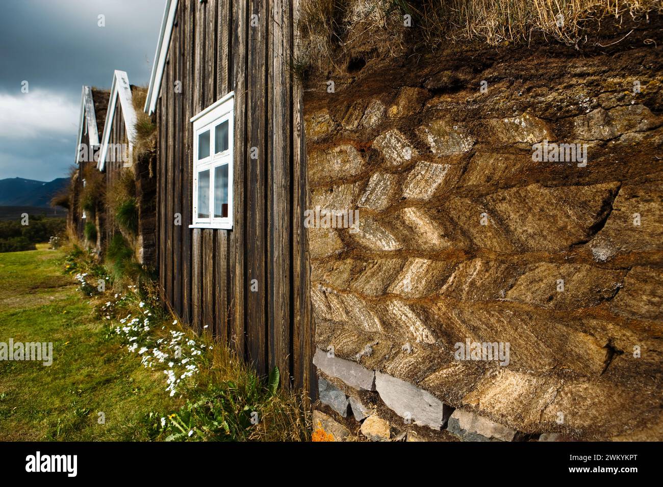 Old traditional turf house in Iceland Stock Photo