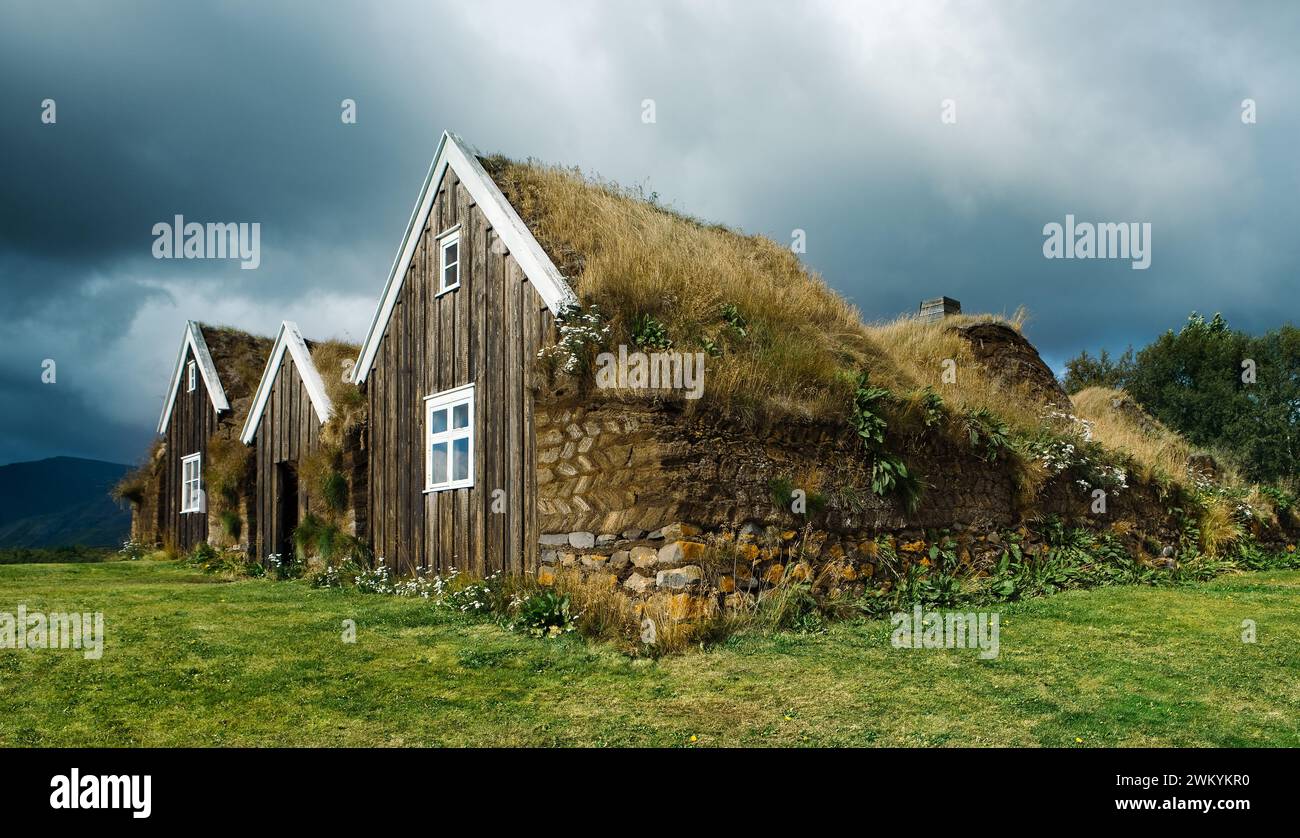 Turf House, Skalholt, Iceland Stock Photo