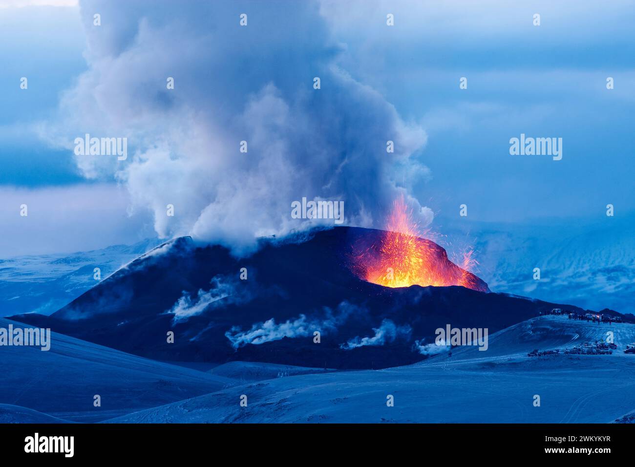 2010 Volcanic eruption in Fimmvörðuháls in the Icelandic high Stock Photo
