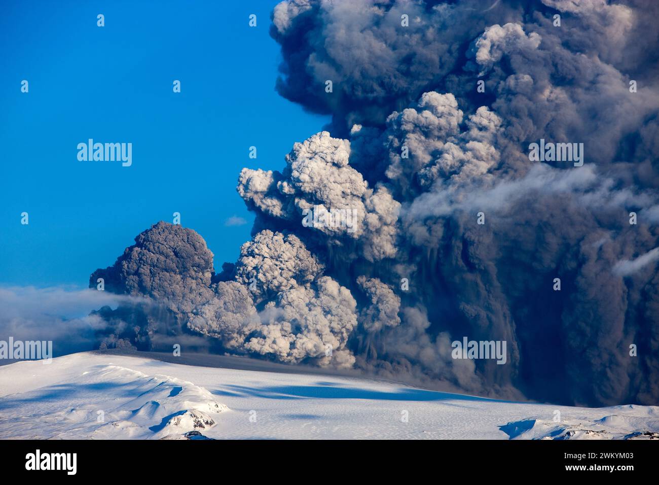 Eyjafjallajökull volcano Erupting in the year 2010 Stock Photo