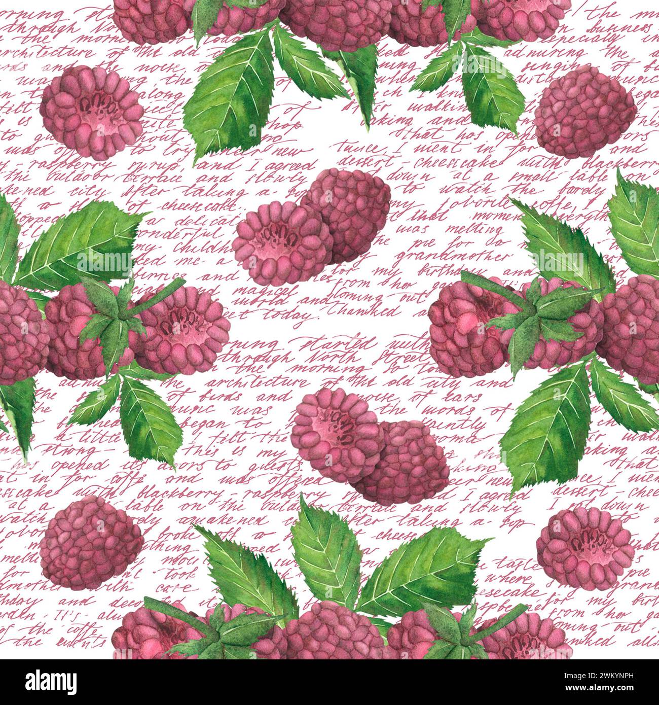 Seamless pattern featuring a red raspberry berry in the background ...