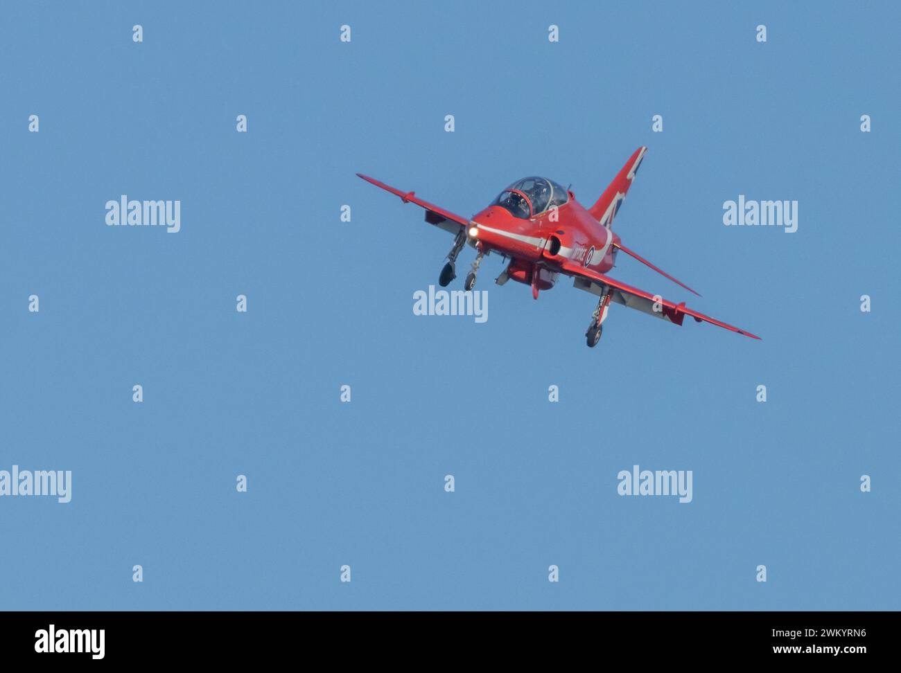 Royal airforce military hawk red arrow jets Stock Photo