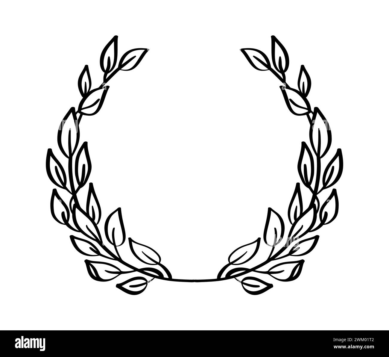 Black hand drawn laurel wreath frame triumph. depicting an award ...