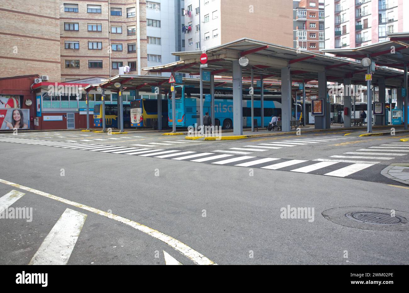 ALSA, station in Gijón, Asturias, Spain. Passenger transport company. It was founded in 1923 in Luarca Stock Photo