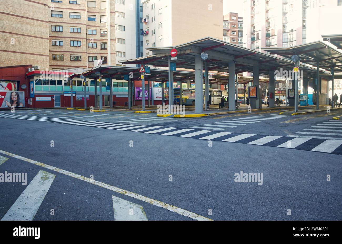 ALSA, station in Gijón, Asturias, Spain. Passenger transport company. It was founded in 1923 in Luarca Stock Photo
