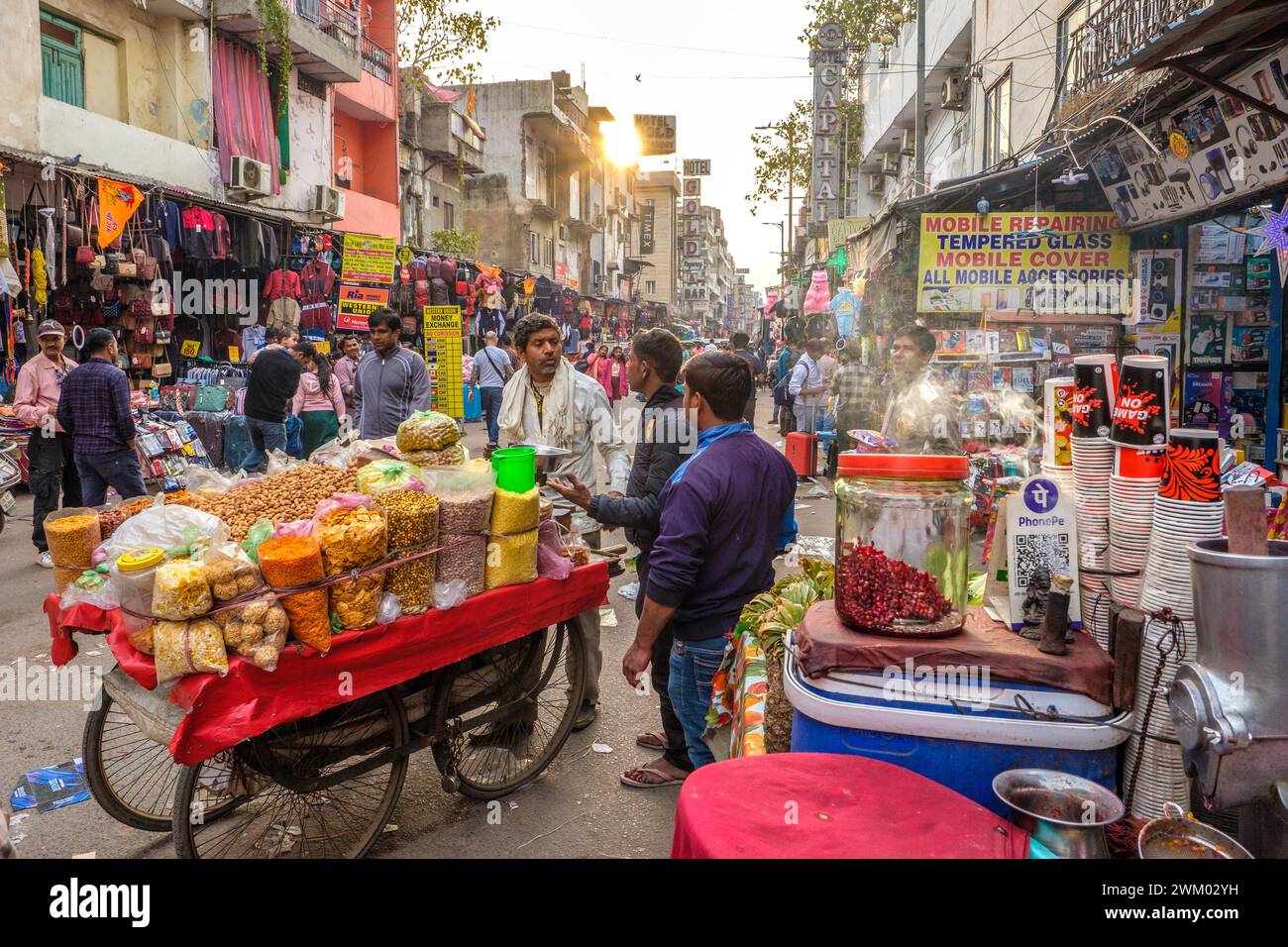 Busy street scene in Paharganj in Delhi, India Stock Photo